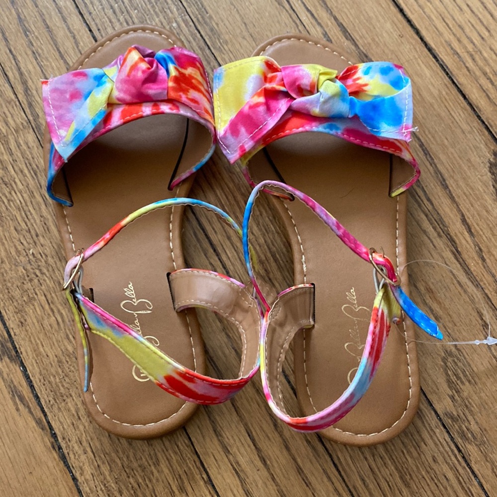 Multi colored tie dyes flat sandals